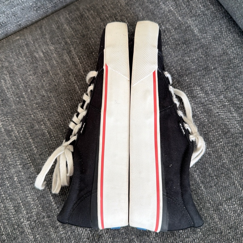 Vintage Retro Y2k minimalist Sleek Keds Platform Black Canvas Sz 10 Sneakers - Picture 4 of 7